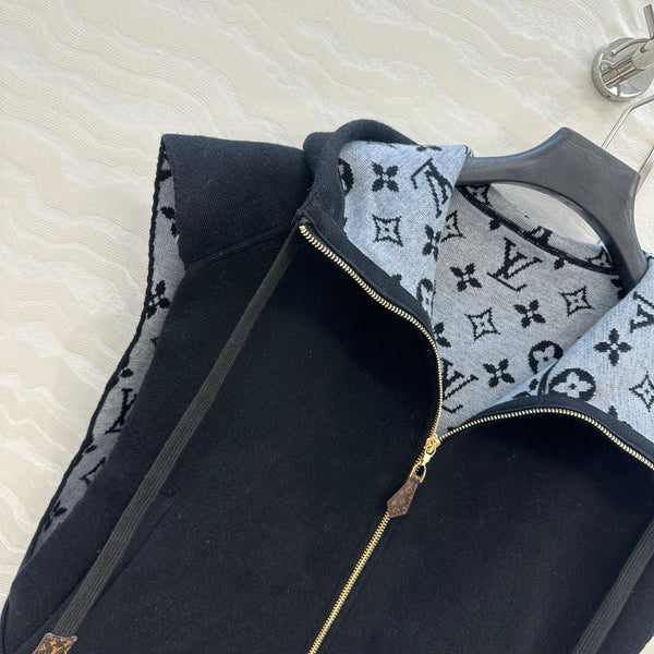 LV 25FW Double Face Open Arm Jacket Black Wool