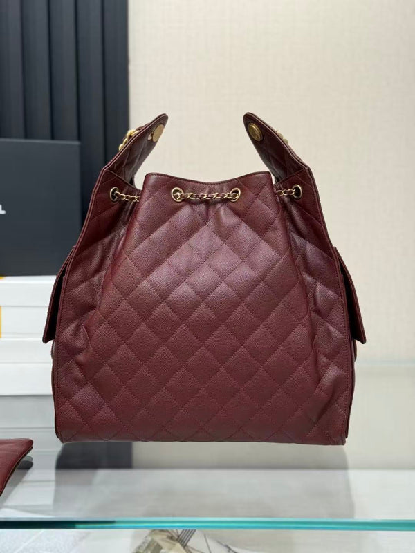 CC 25C Hobo Bags 40 cm Burgundy Calfskin