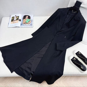 Fendi 25 Long Suit Coat Black Polyester