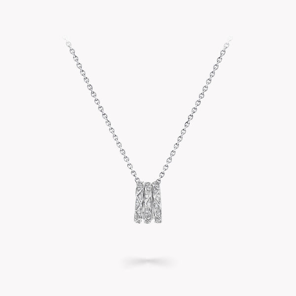 LAURENCE SIGNATURE TRIPLE PAVED SILVER DIAMOND NECKLACE