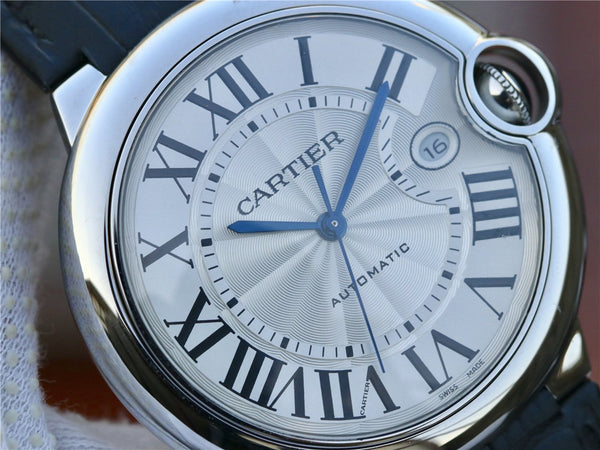 BLUE BALLOON DATE 42 QUADRANTE ARGENTO BRACCIALE NERO 