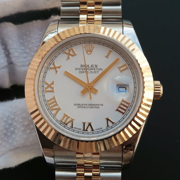 DATEJUST II GOLD STEEL WHITE DIAL ARABIC NUMERALS