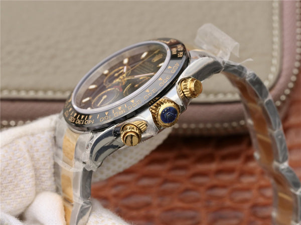 DAYTONA 40MM GOLD STEEL BLACK BEZEL BLACK DIAL