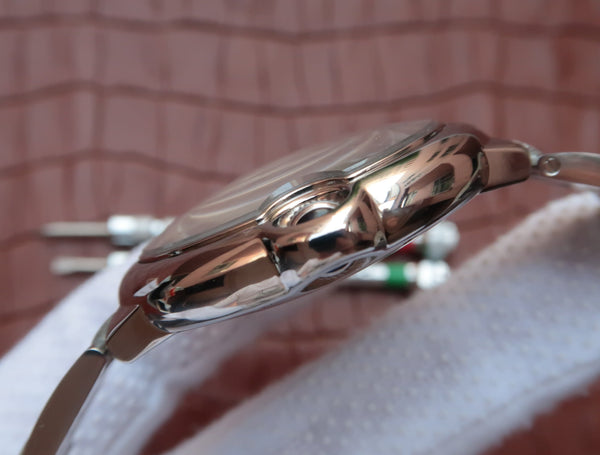 PALLONCINO BLU CON DATA QUADRANTE ARGENTO 42 NUMERI DI DIAMANTI 