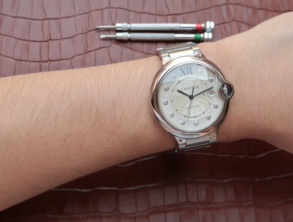 PALLONCINO BLU CON DATA QUADRANTE ARGENTO 42 NUMERI DI DIAMANTI 