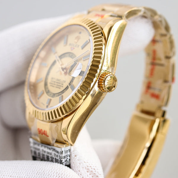 SKY-DWELLER 42MM WHITE DIAL RING COMMAND GOLD OYSTERSTEEL