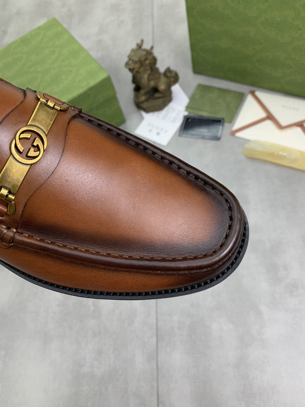 MOCASSINO GG DA UOMO IN PELLE LISCIA MARRONE