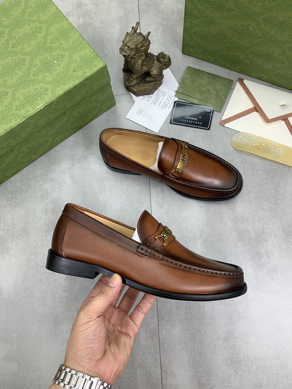 MOCASSINO GG DA UOMO IN PELLE LISCIA MARRONE