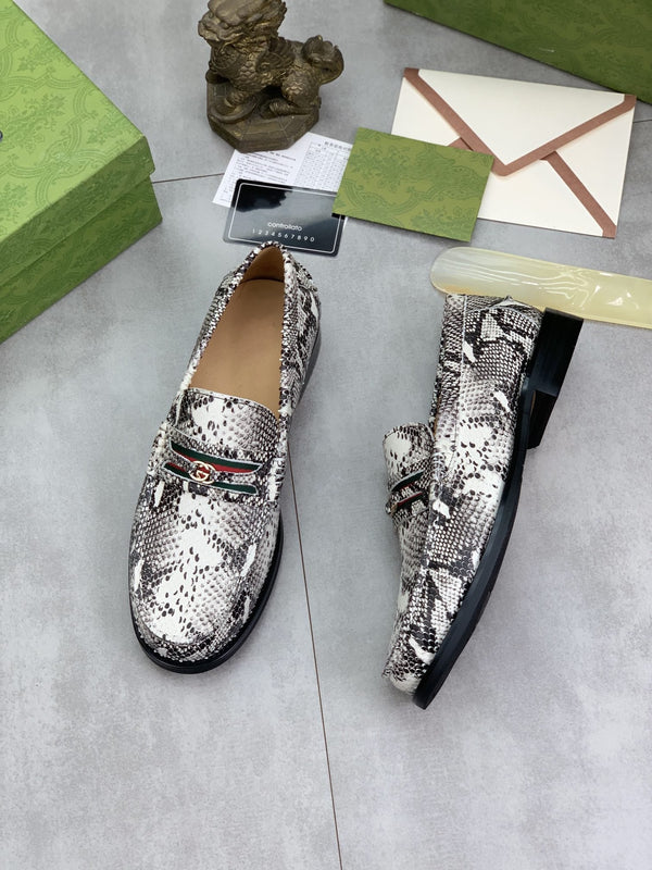 MOCASSINO GG DA UOMO IN PELLE DI PITONE MARRONE