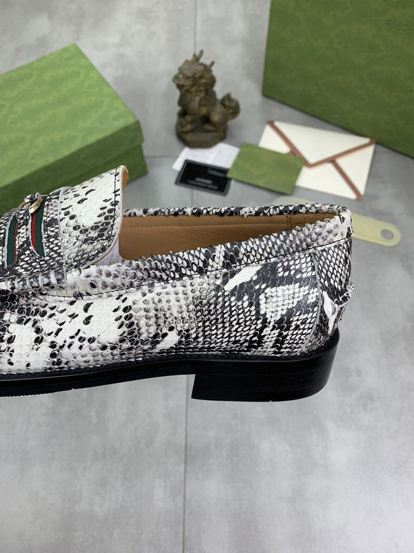 MOCASSINO GG DA UOMO IN PELLE DI PITONE MARRONE