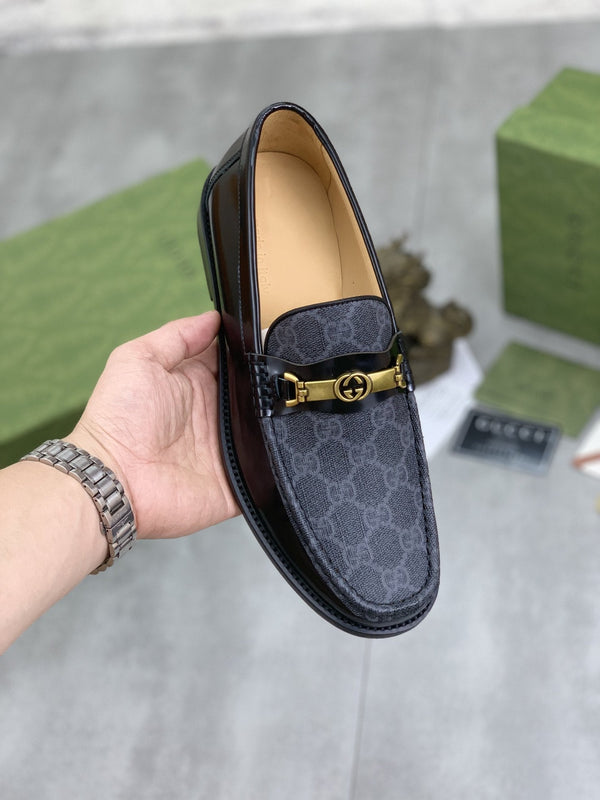 MOCASSINO GG DA UOMO IN PELLE LISCIA NERA