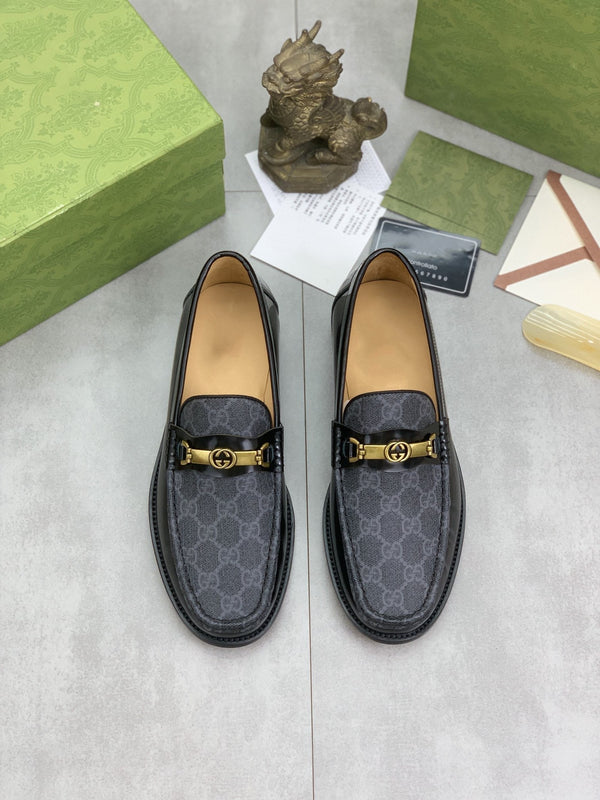 MOCASSINO GG DA UOMO IN PELLE LISCIA NERA