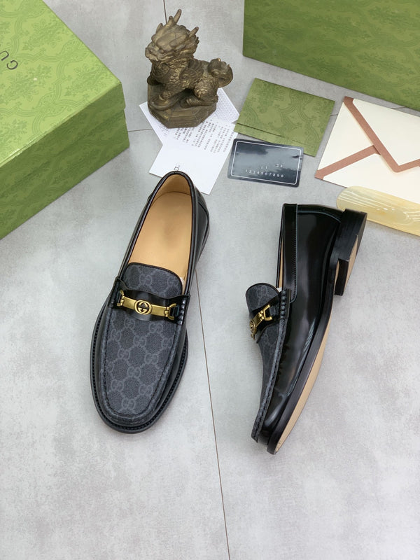 MOCASSINO GG DA UOMO IN PELLE LISCIA NERA