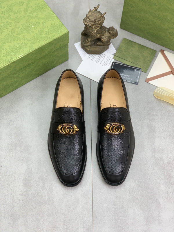 MOCASSINO UOMO GG IN PELLE DI VACCA NERA