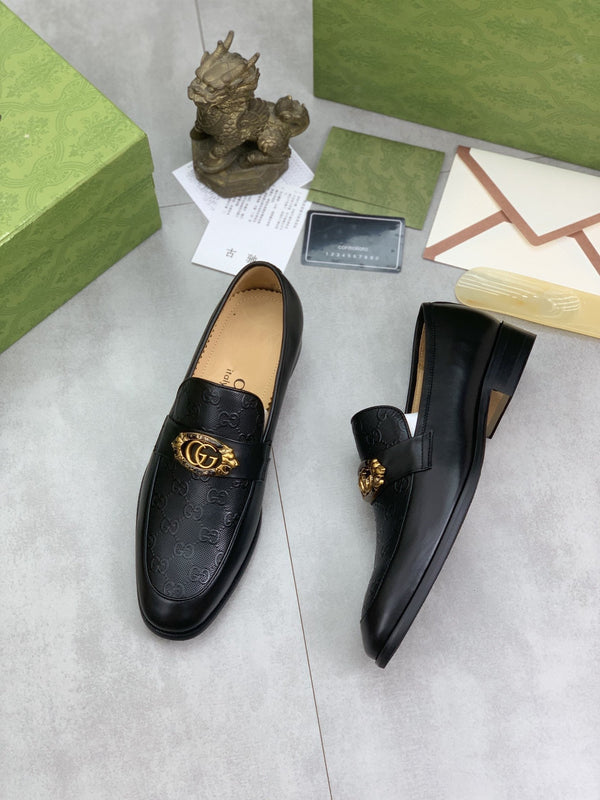 MOCASSINO UOMO GG IN PELLE DI VACCA NERA