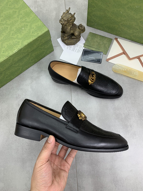 MOCASSINO UOMO GG IN PELLE DI VACCA NERA