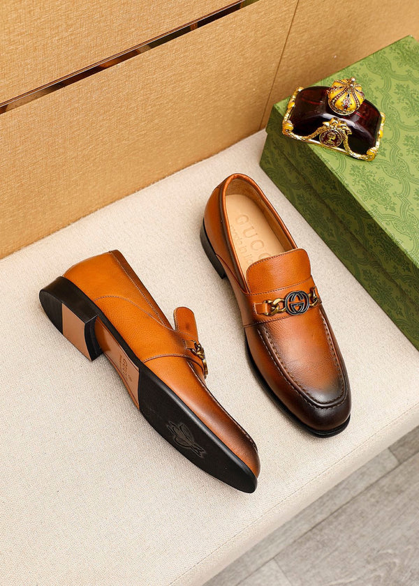 MOCASSINI IN PELLE MARRONE GG DA UOMO