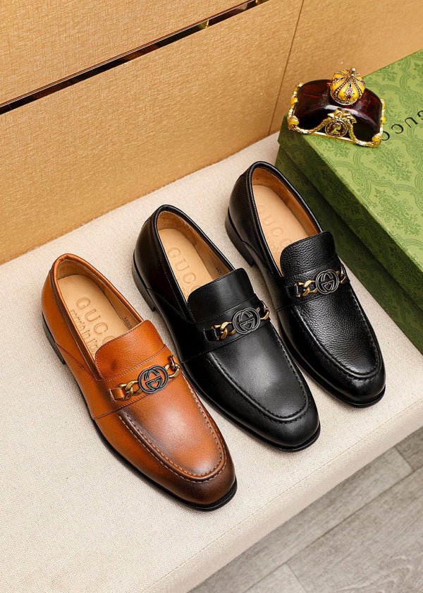 MOCASSINI IN PELLE MARRONE GG DA UOMO