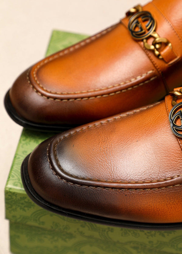 MOCASSINI IN PELLE MARRONE GG DA UOMO