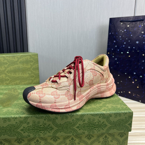 SNEAKERS GG RUN IN PELLE ROSA SCURO