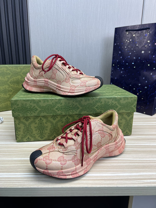 SNEAKERS GG RUN IN PELLE ROSA SCURO