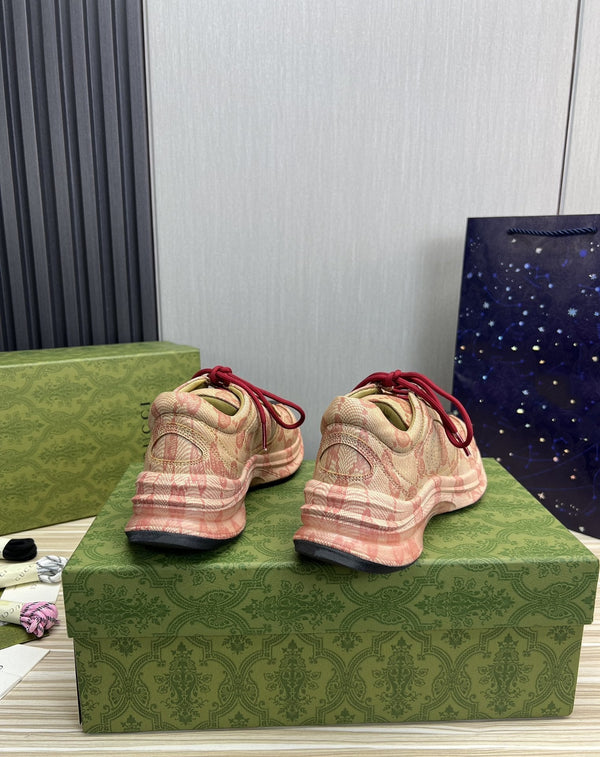 SNEAKERS GG RUN IN PELLE ROSA SCURO