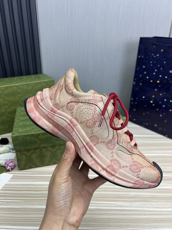 SNEAKERS GG RUN IN PELLE ROSA SCURO