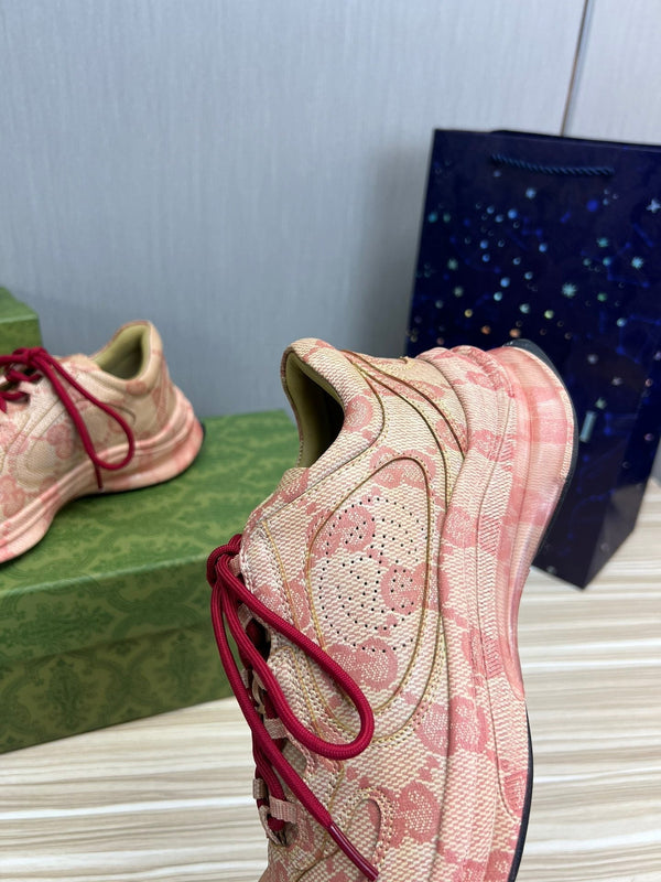 SNEAKERS GG RUN IN PELLE ROSA SCURO