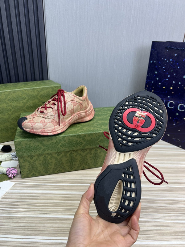 SNEAKERS GG RUN IN PELLE ROSA SCURO