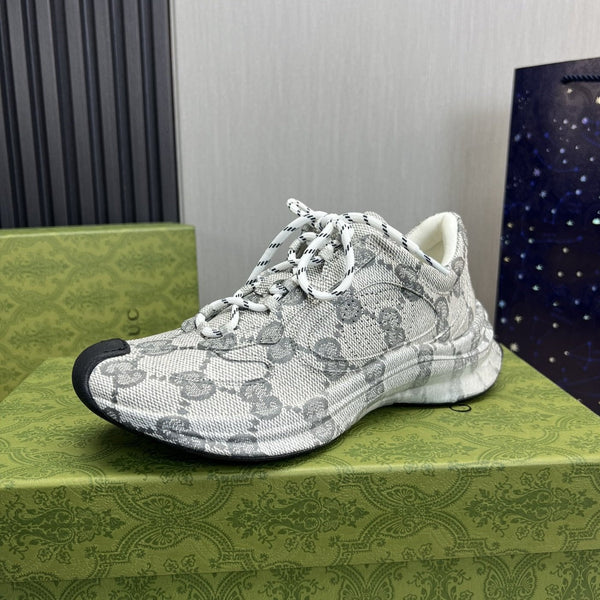 SNEAKERS GG RUN IN PELLE GRIGIA