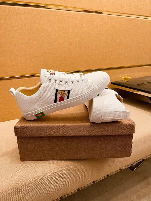 GG ACE APE RICAMATA IN PELLE BIANCA