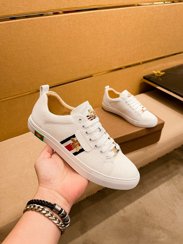 GG ACE APE RICAMATA IN PELLE BIANCA