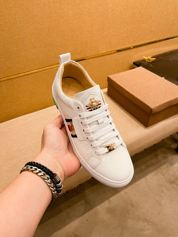 GG ACE APE RICAMATA IN PELLE BIANCA