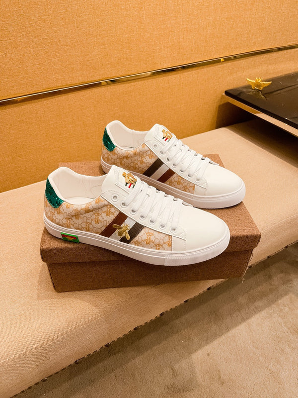 GG ACE APE RICAMATA IN PELLE BEIGE