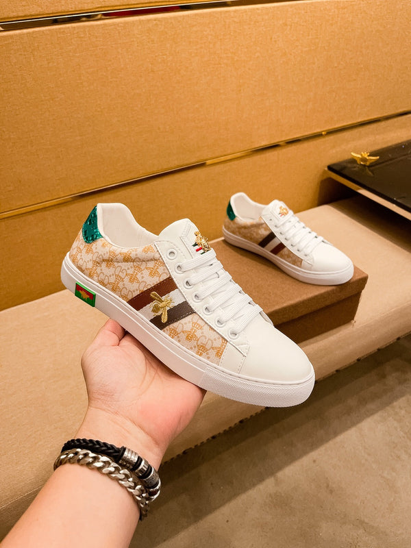 GG ACE APE RICAMATA IN PELLE BEIGE