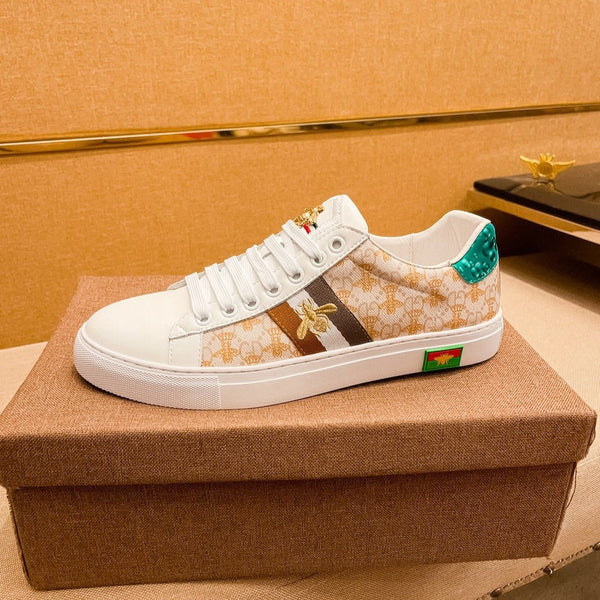 GG ACE APE RICAMATA IN PELLE BEIGE