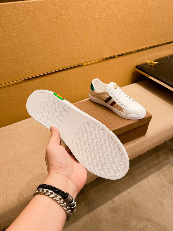 GG ACE APE RICAMATA IN PELLE BEIGE