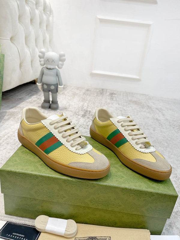 SNEAKERS GG IN PELLE GIALLA ARDESIA