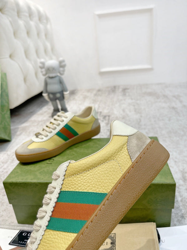 SNEAKERS GG IN PELLE GIALLA ARDESIA