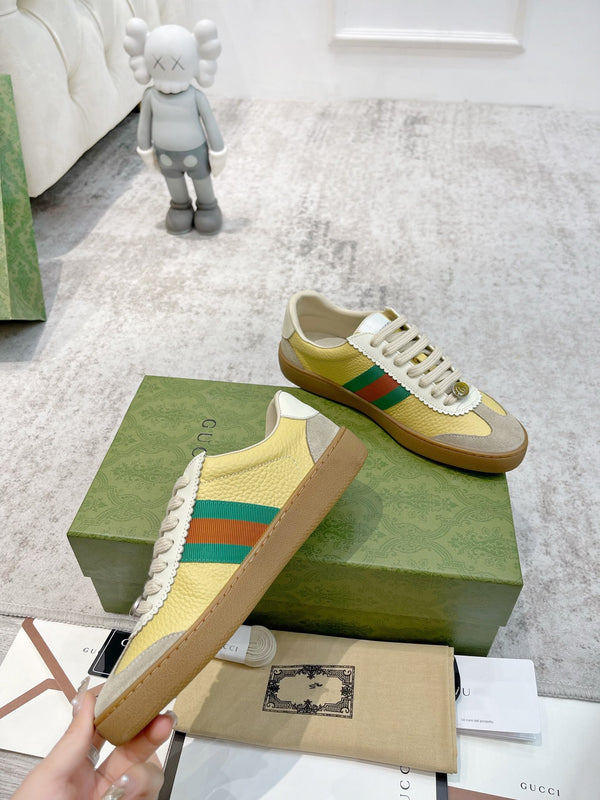 SNEAKERS GG IN PELLE GIALLA ARDESIA