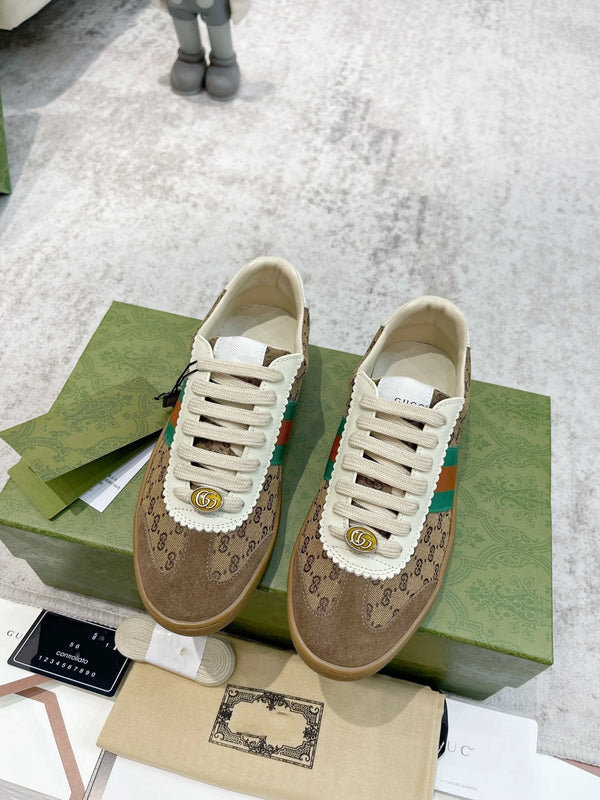 SNEAKERS GG ARDESIA MARRONE PELLE BIANCA