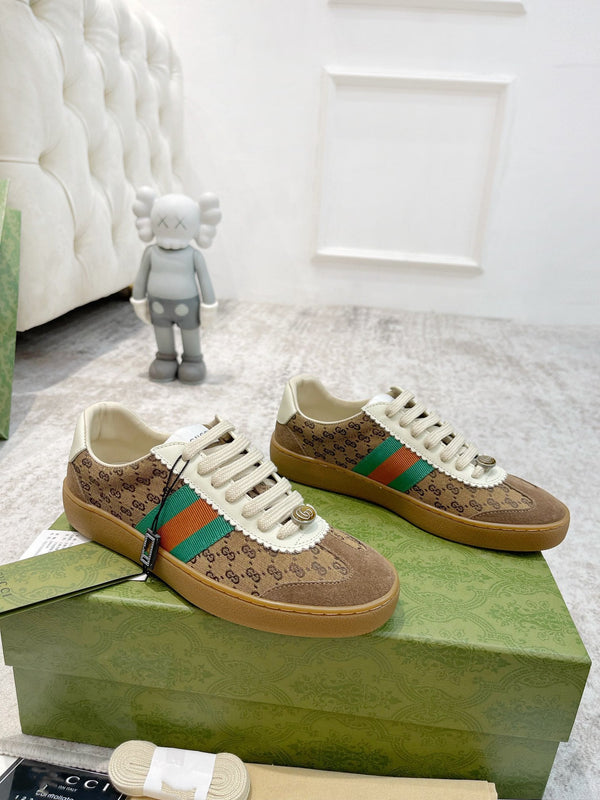 SNEAKERS GG ARDESIA MARRONE PELLE BIANCA