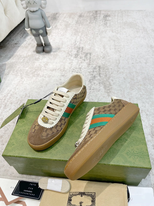 SNEAKERS GG ARDESIA MARRONE PELLE BIANCA