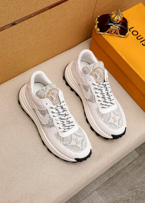 LV HIGH-END CLASSIC WHITE SUEDE MEN'S SHOES