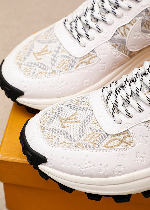 LV HIGH-END CLASSIC WHITE SUEDE MEN'S SHOES