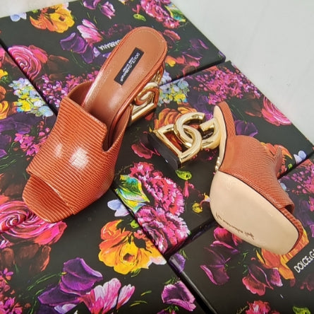 d&g iguana print brown calfskin 90 heel