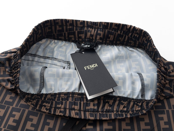 Fend Swim Short in Brown Nylon