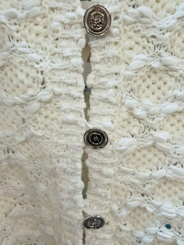 Chanel 25 White Knitted Viscose Fiber Coat