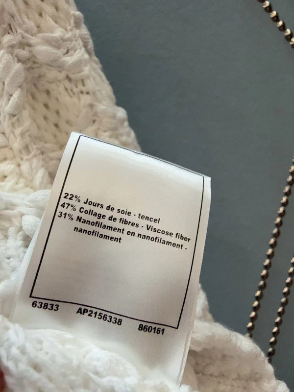 Chanel 25 White Knitted Viscose Fiber Coat