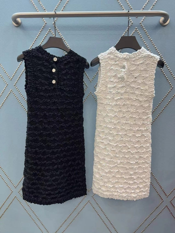 Chanel 25 White Knitted Viscose Fiber Mid-Length Dress